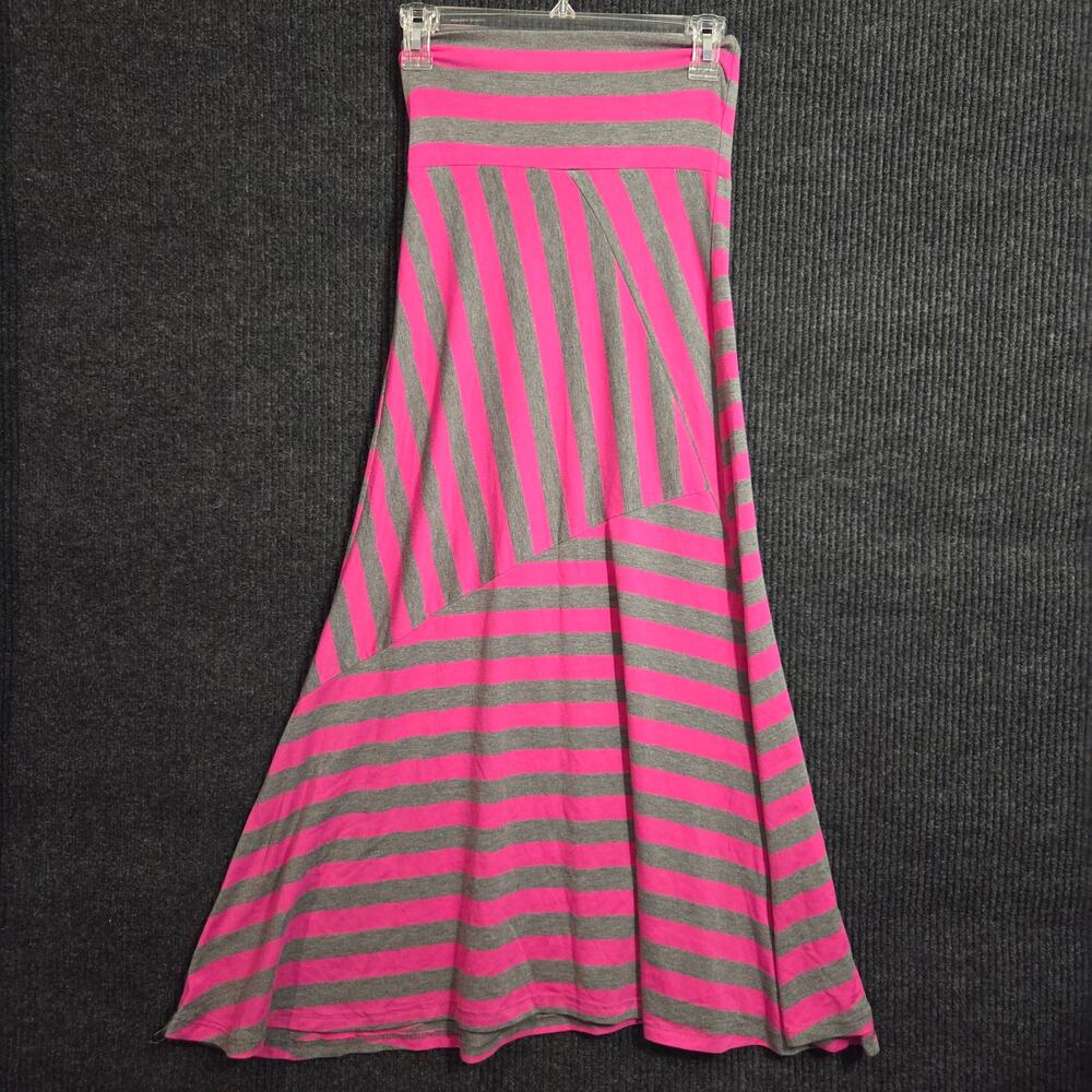 young usa pink gray striped strapless strapless dress maxi skirt S/M y2k